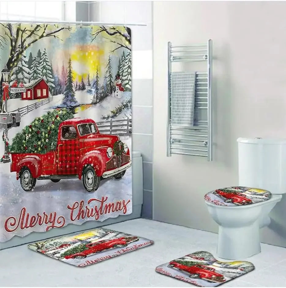 Christmas Bathroom Decor — 4-Piece Set