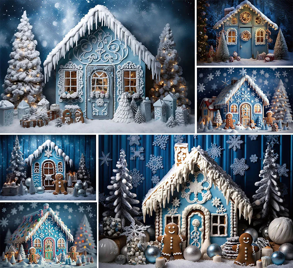 Winter Gingerbread House Photo Backdrop