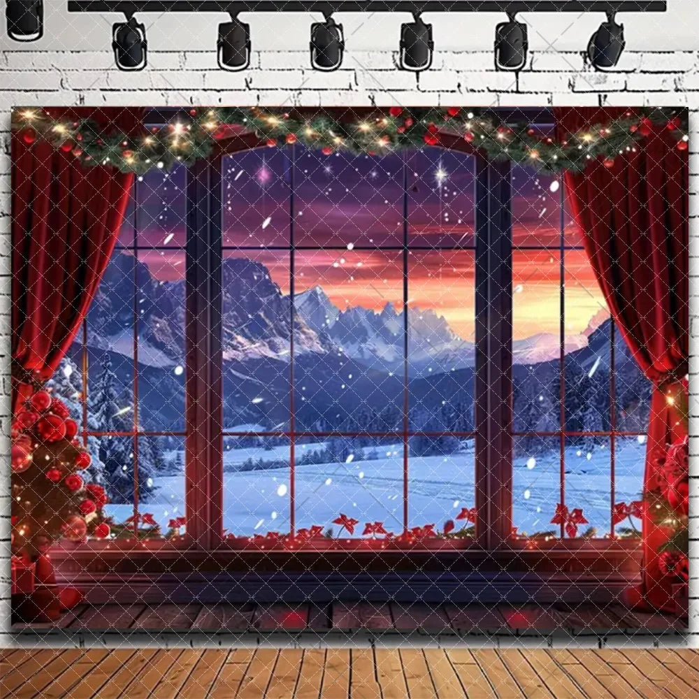 Santa & Fireplace Christmas Photo Backdrop