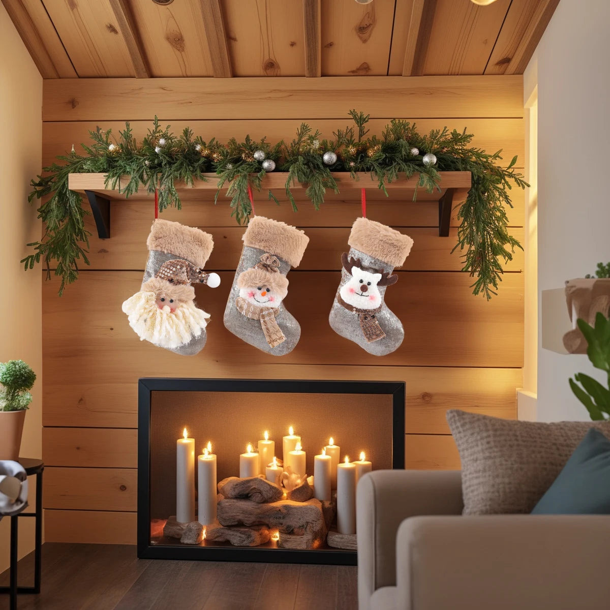 Mini Christmas Stocking Gift Bags — Set of 3