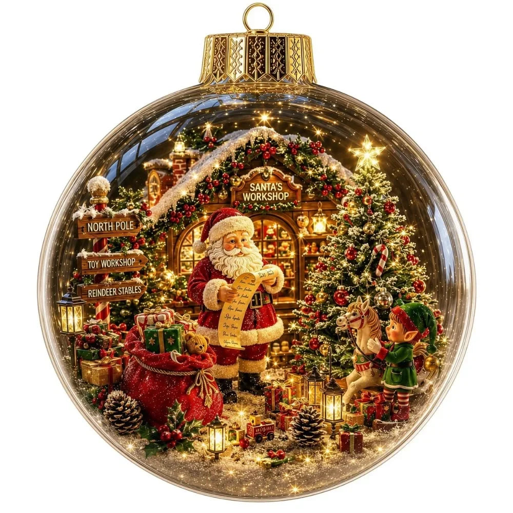 Clear Christmas Scene Ball Ornament