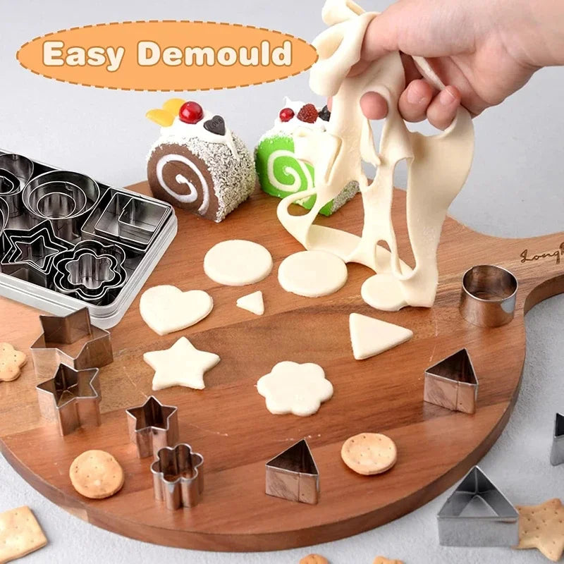 Assorted Stainless-Steel Cookie Cutters with Storage Box