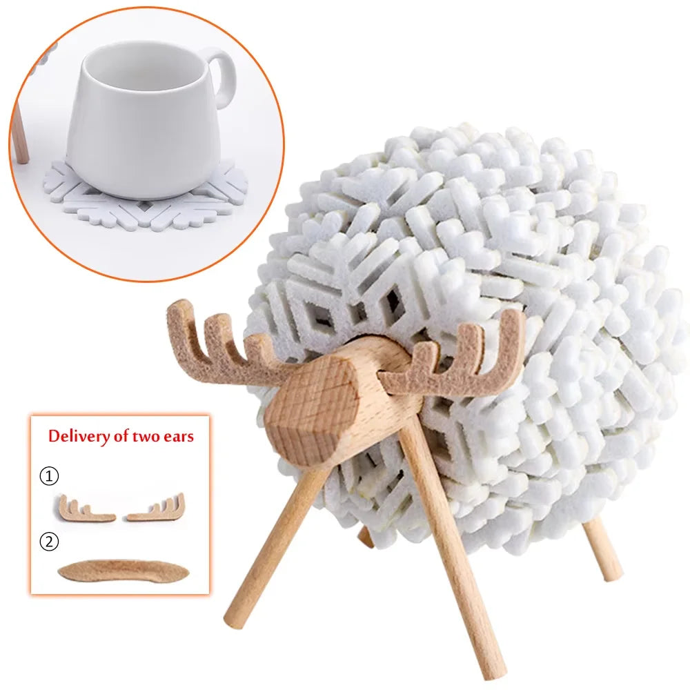 Reindeer-Shaped Christmas Drink Coasters