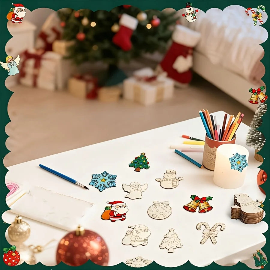 Wooden Christmas Ornaments — Set of 40