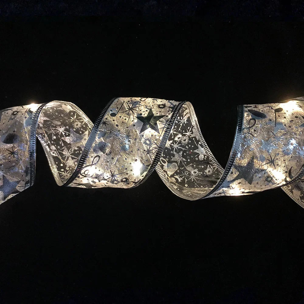 Lighted Christmas Ribbon Garland