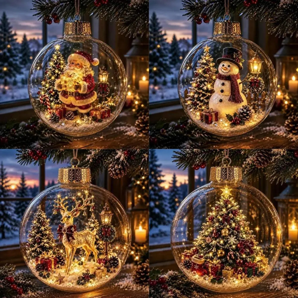 Clear Christmas Scene Ball Ornament