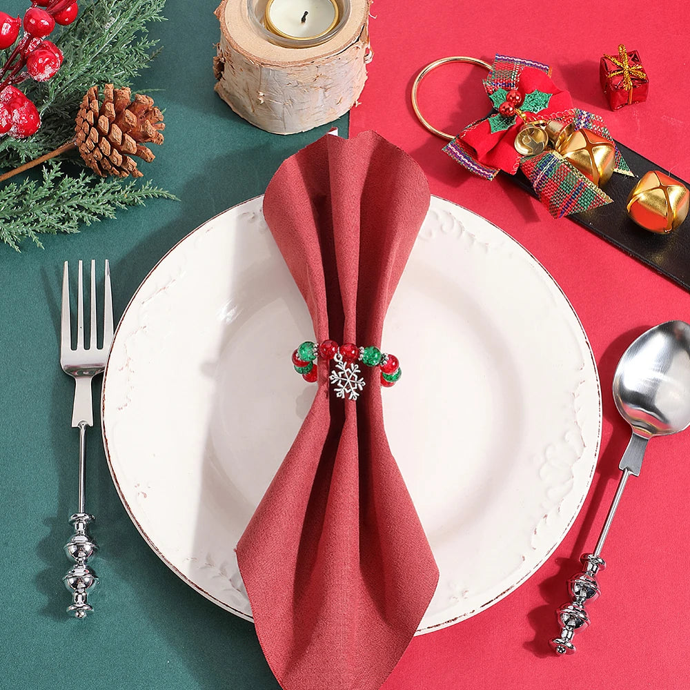 Christmas Bead Napkin Rings — Set of 8
