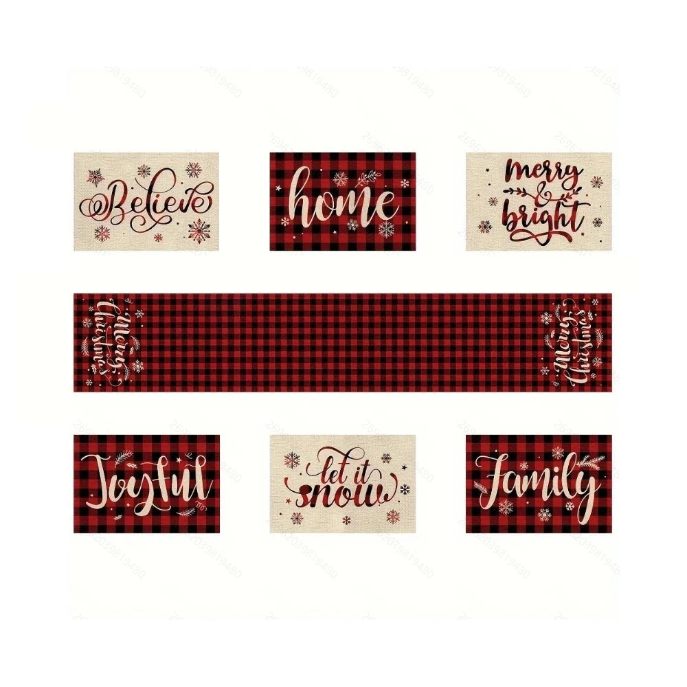 Christmas Placemat & Table Runner Set — 7 Pieces