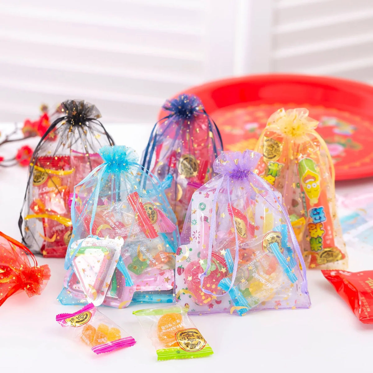 Blue Moon & Star Organza Gift Bags — Pack of 50