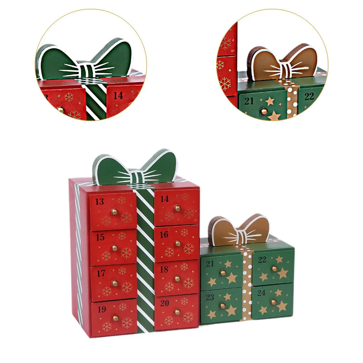 Gift-Shaped Wooden Advent Drawer Calendar