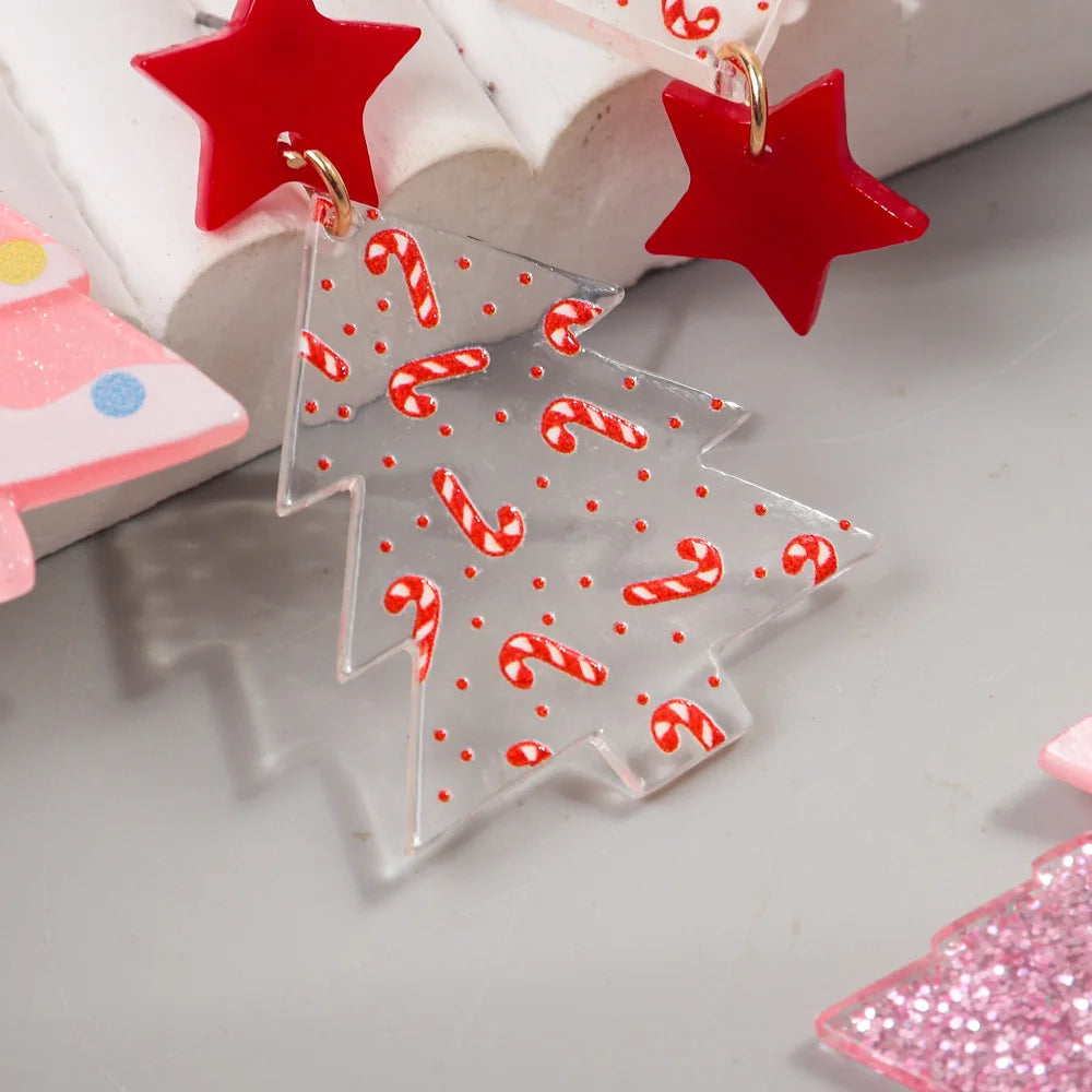 Glitter Acrylic Christmas Tree Earrings