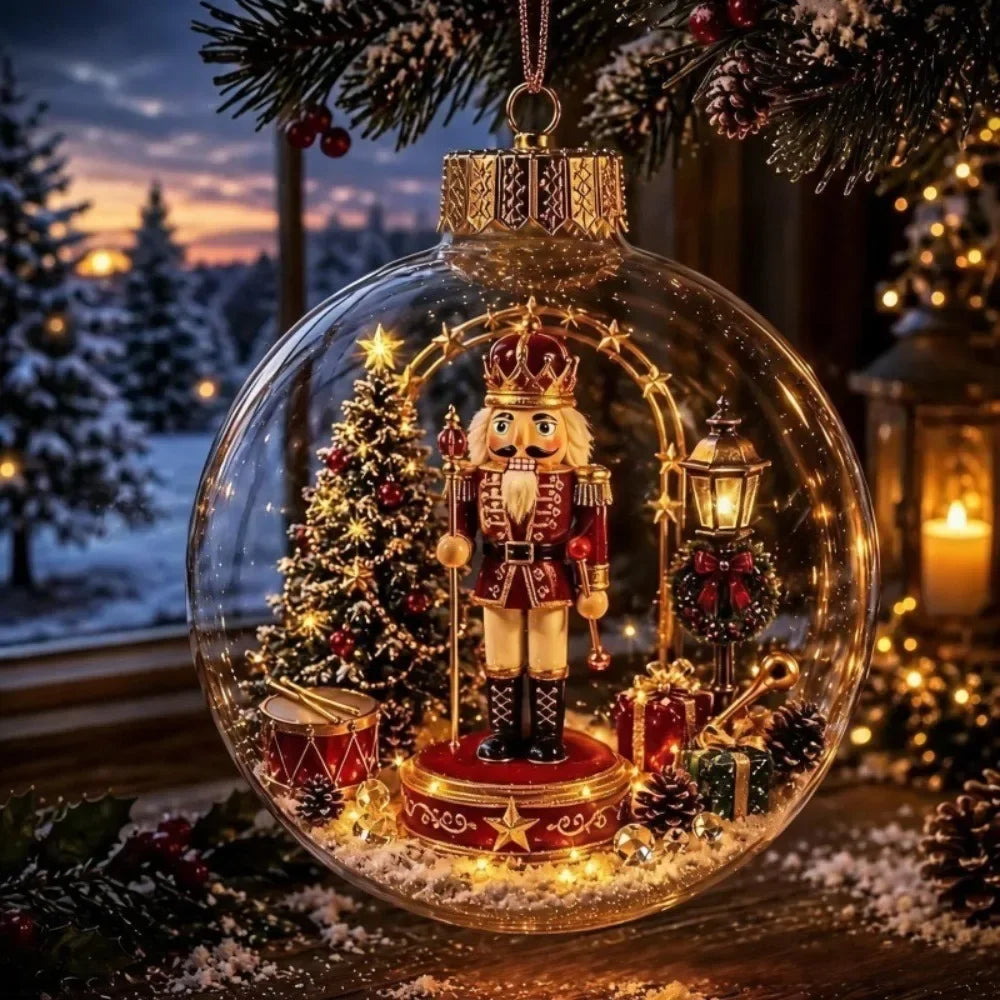 Clear Christmas Scene Ball Ornament