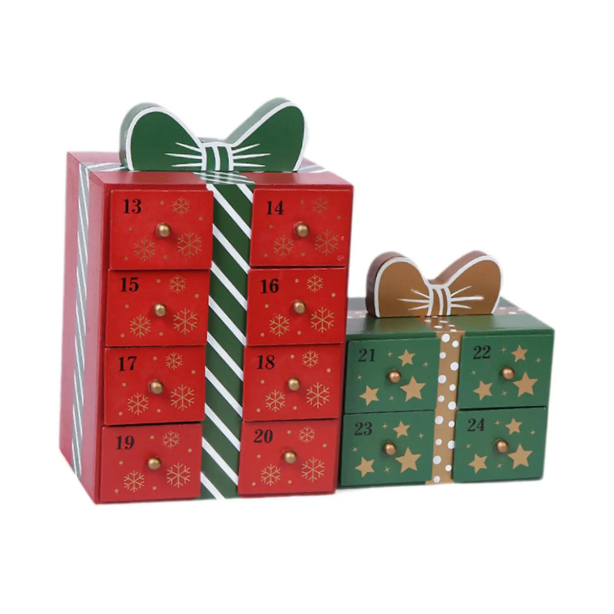 Gift-Shaped Wooden Advent Drawer Calendar