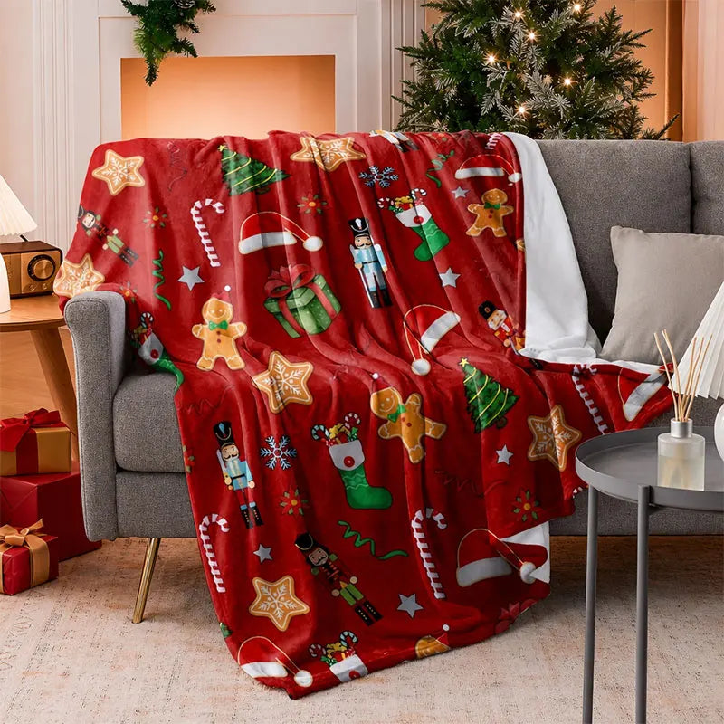 Gingerbread Christmas Fleece Throw