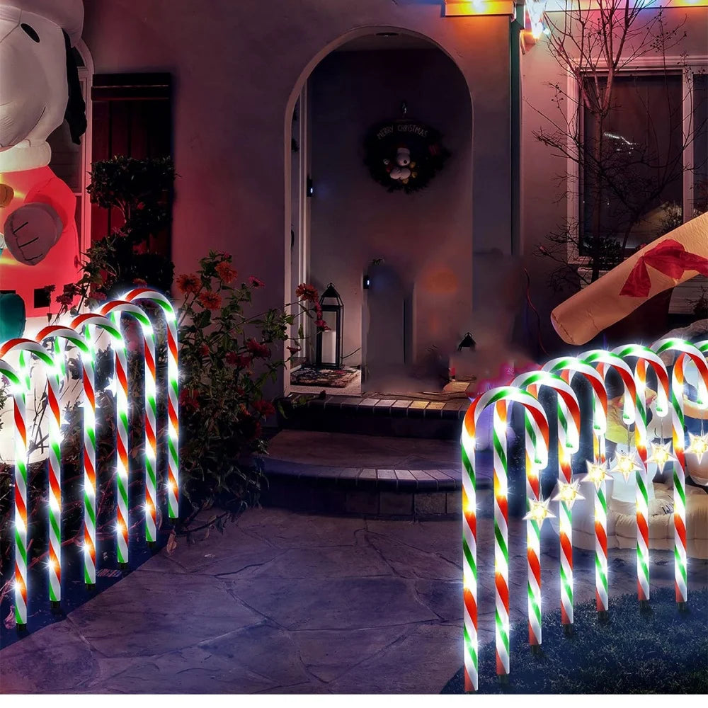 Solar Star Candy-Cane Pathway Lights
