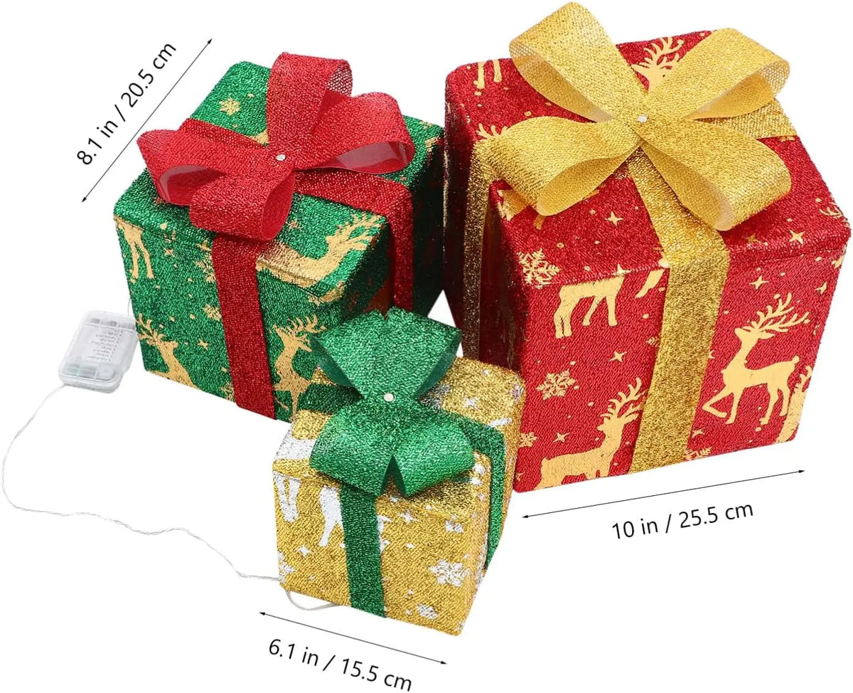 Lighted Christmas Gift Boxes — Set of 3