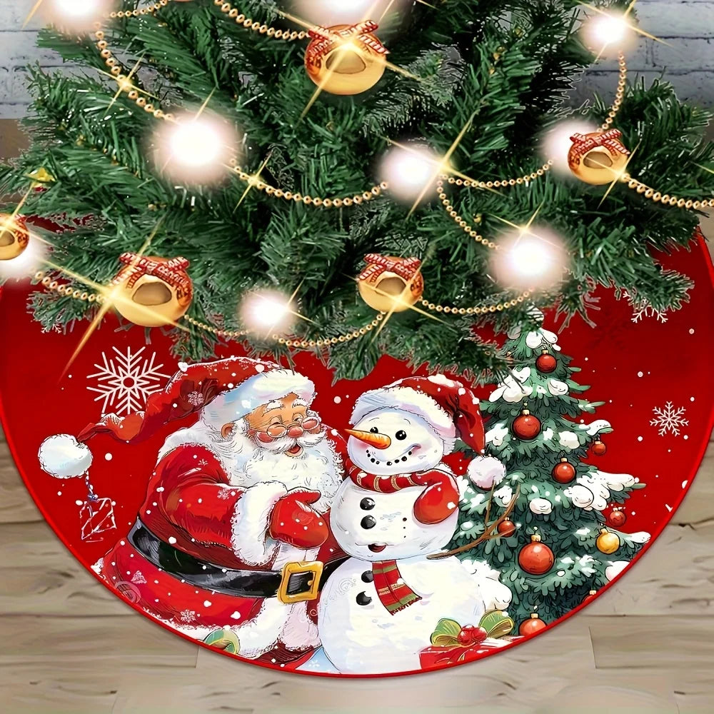 Red Santa and Snowflake Tree Skirt