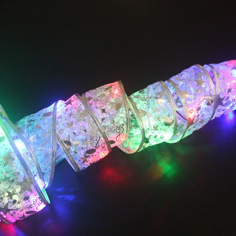 Lighted Christmas Ribbon Garland
