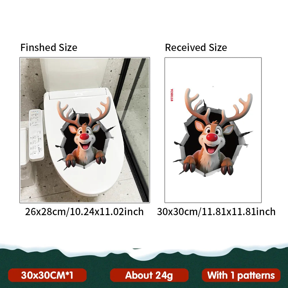 Santa and Reindeer Christmas Wall Decals