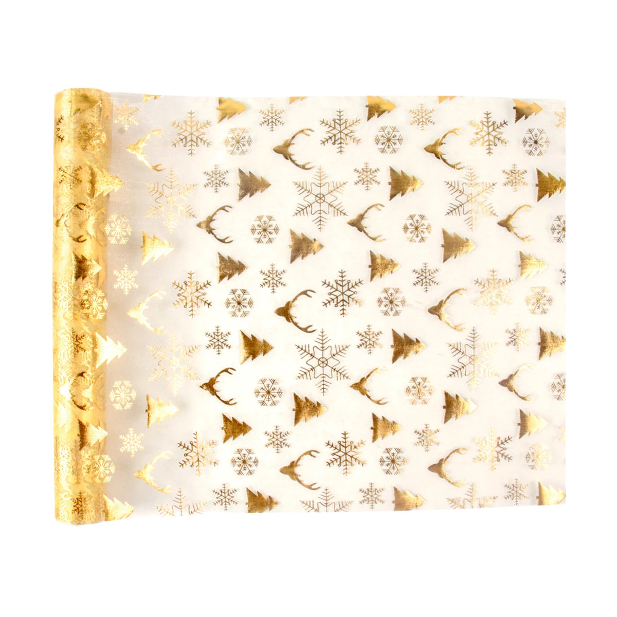 Gold Snowflake Mesh Table Runner