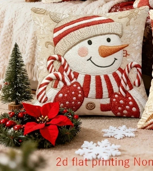 Reindeer & Candy Cane Pillow Cover