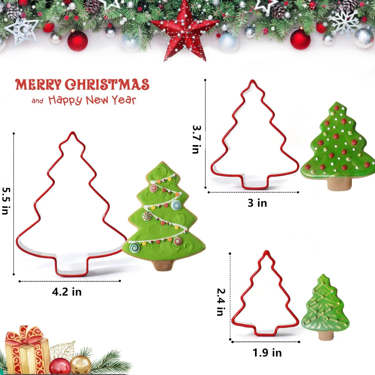 Christmas Tree & Gingerbread Cookie Cutters — Set of 3