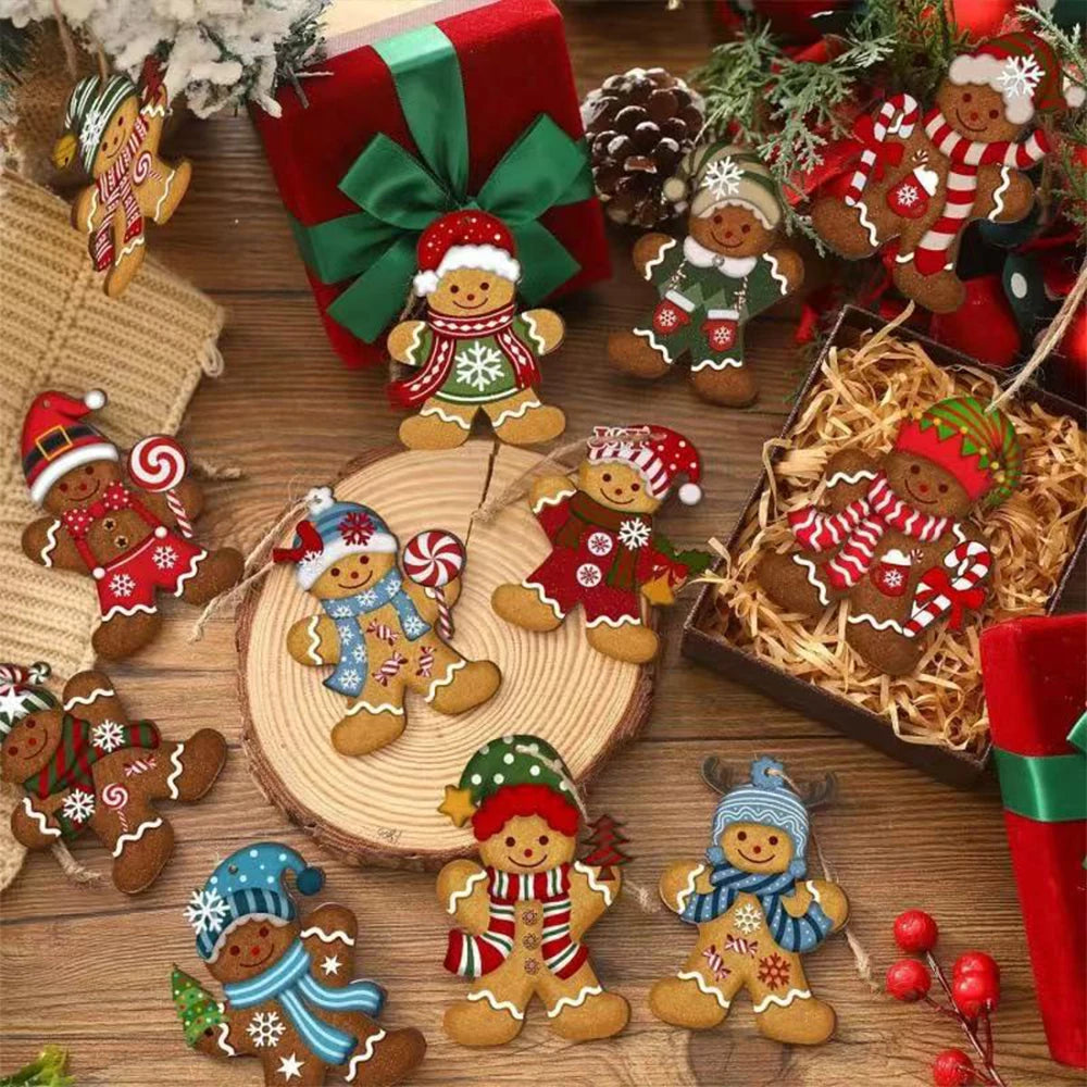 Wooden Gingerbread Character Ornaments — Set of 12