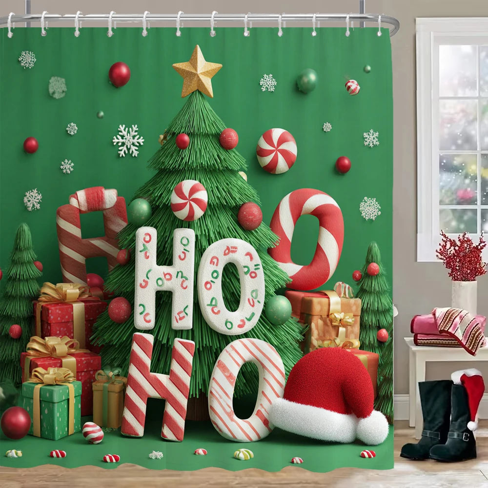 Snowman and Reindeer Christmas Shower Curtains