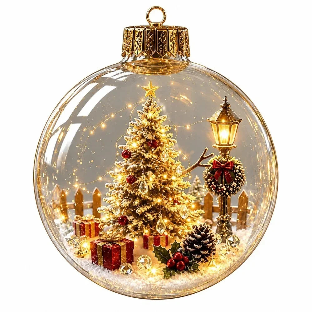 Clear Christmas Scene Ball Ornament