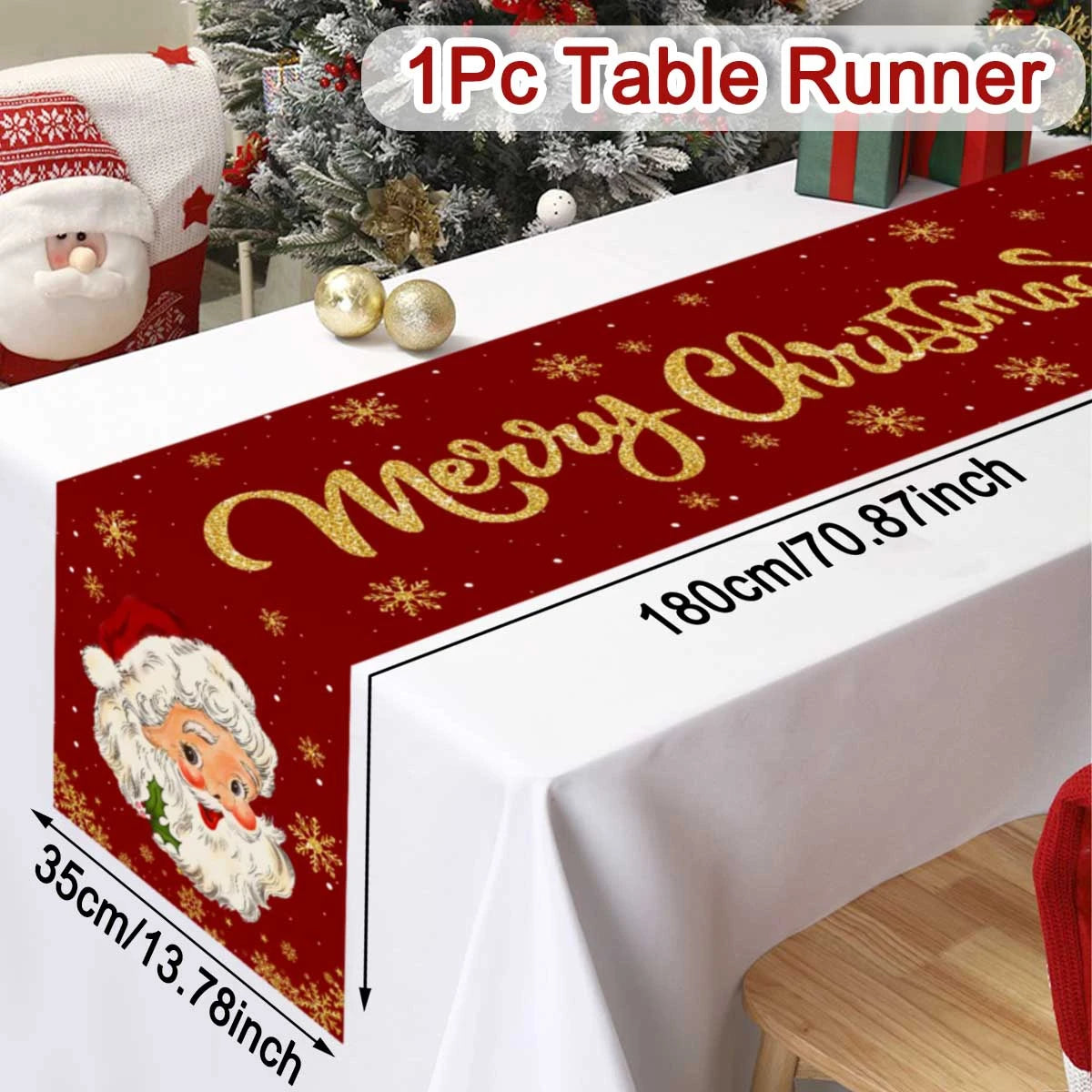 Santa & Holiday Motif Table Runner