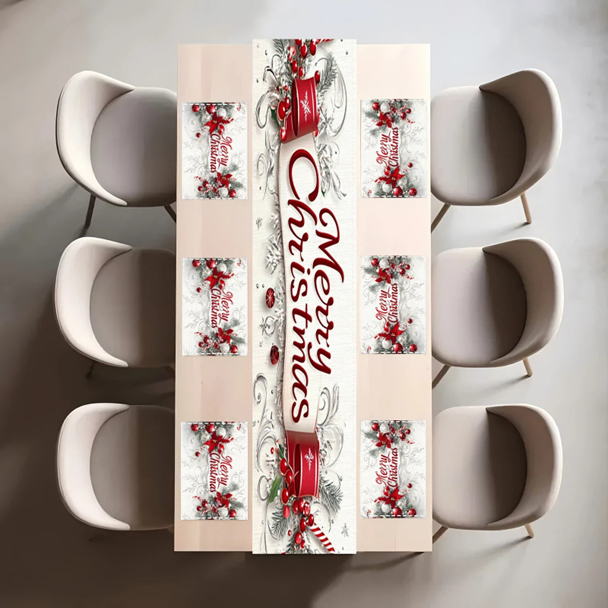 Christmas Placemat & Table Runner Set — 7 Pieces