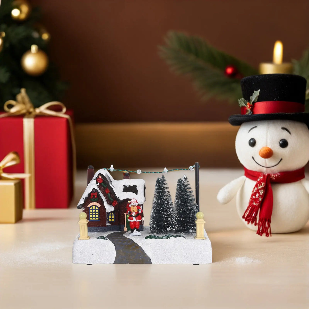 Lighted Christmas Village Music Box