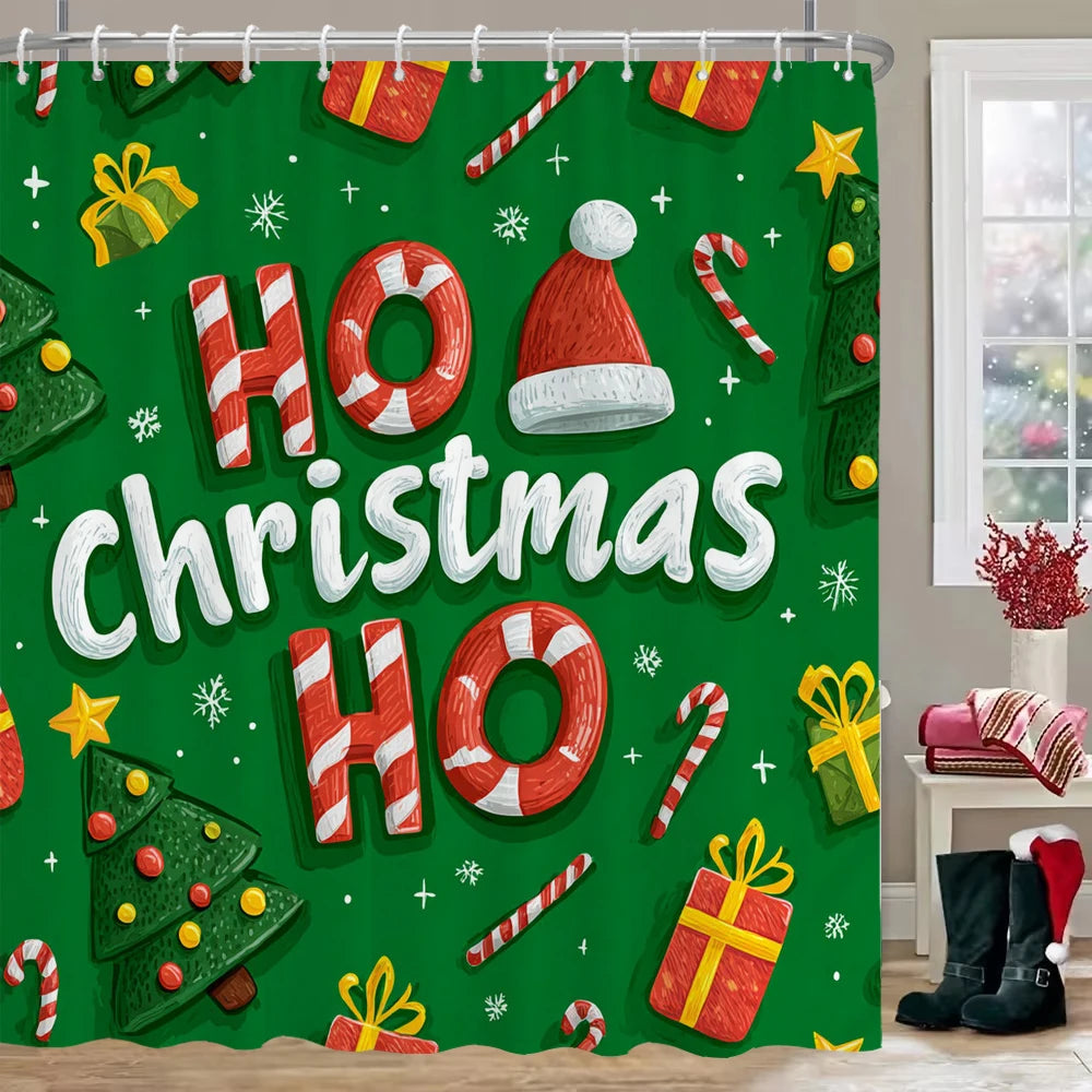 Snowman and Reindeer Christmas Shower Curtains