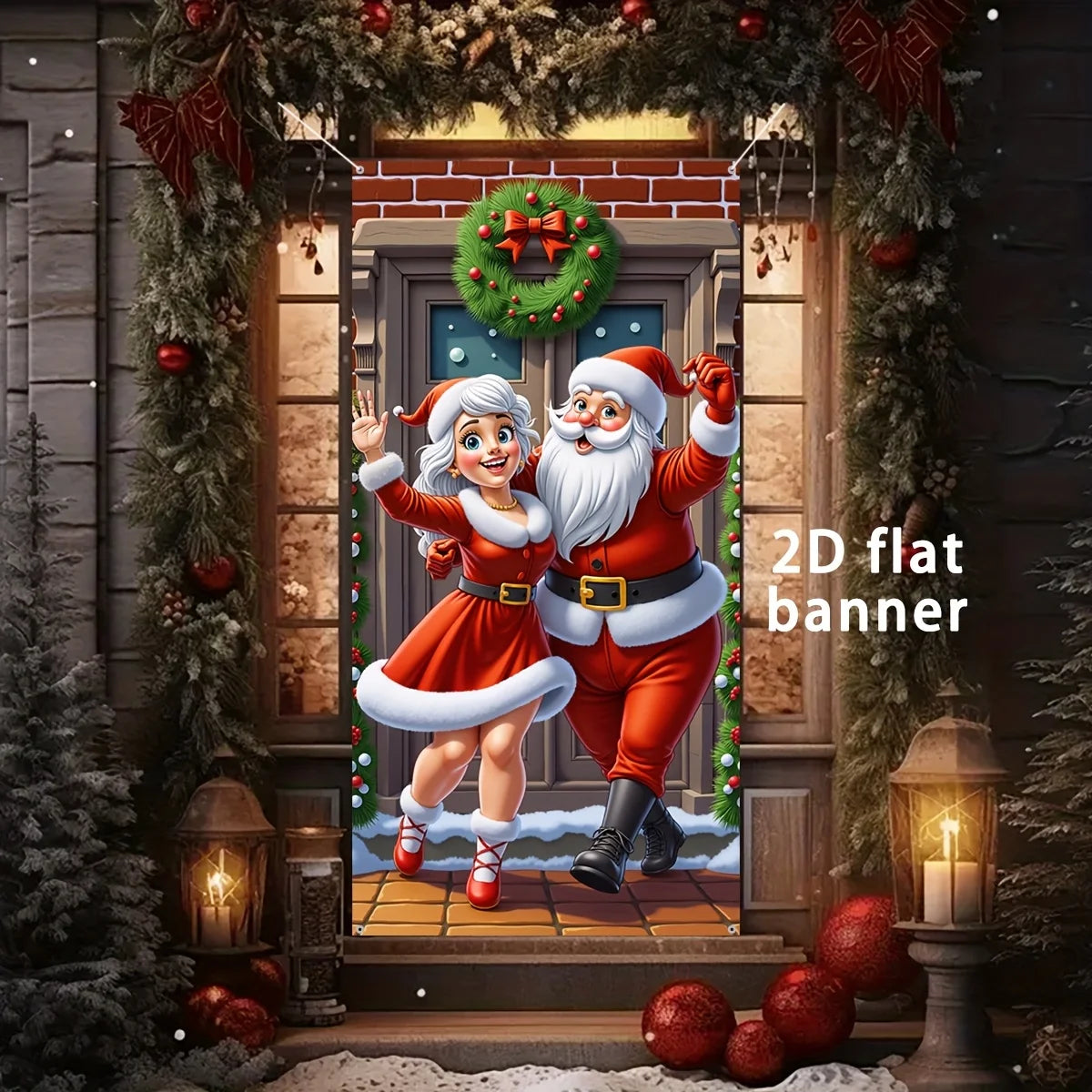 Santa and Mrs. Claus Door Banner