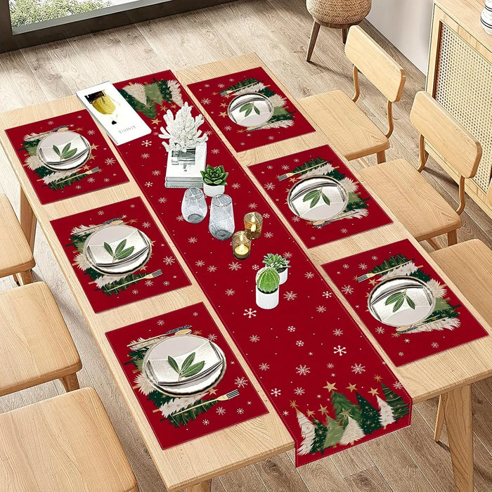 Christmas Placemat & Table Runner Set — 7 Pieces