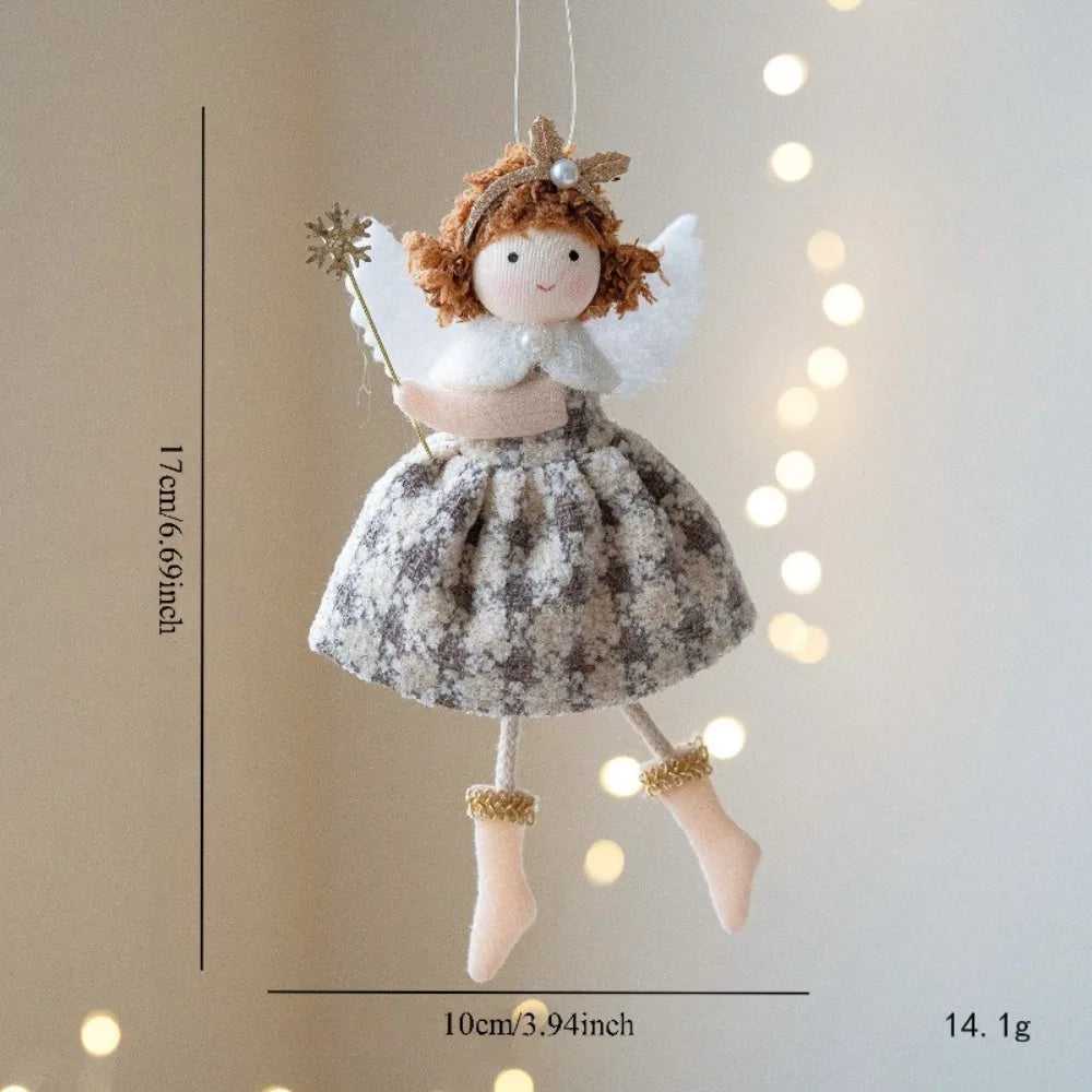 Plaid-Skirt Angel Ornaments — Set of 3