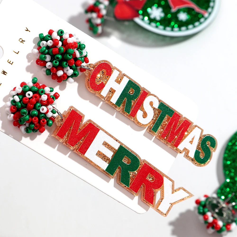 Mirror Acrylic Christmas Statement Earrings