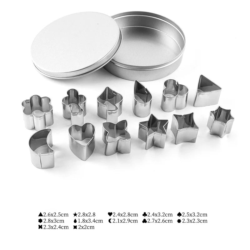 Assorted Stainless-Steel Cookie Cutters with Storage Box