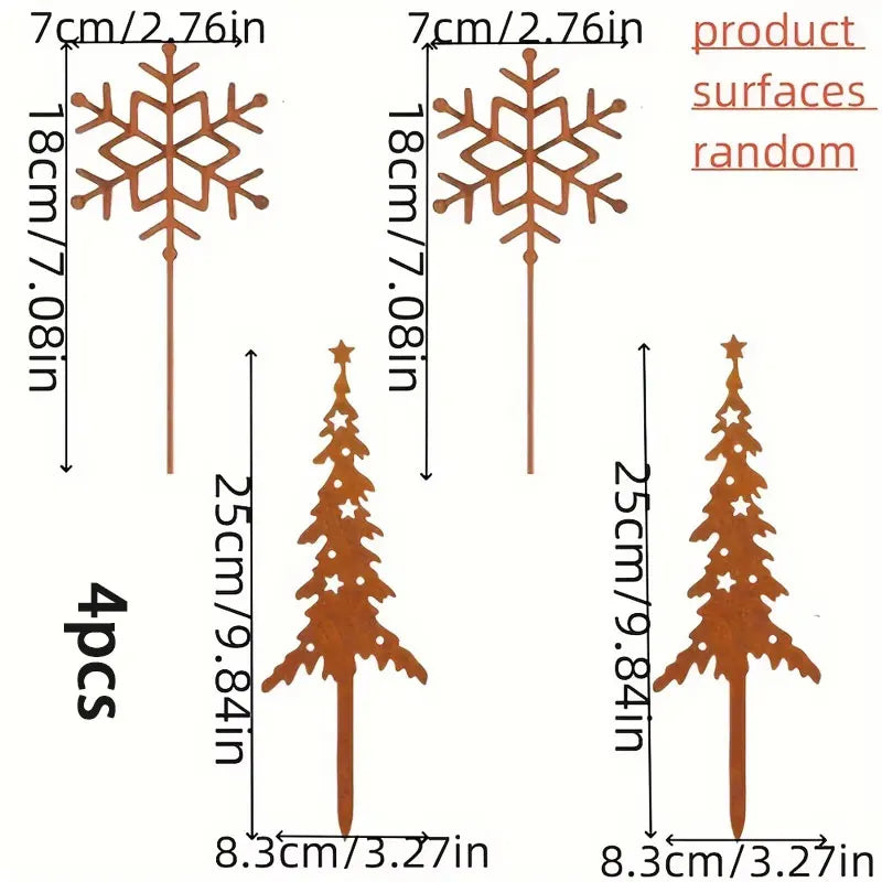 Christmas Tree & Deer Metal Yard Stakes