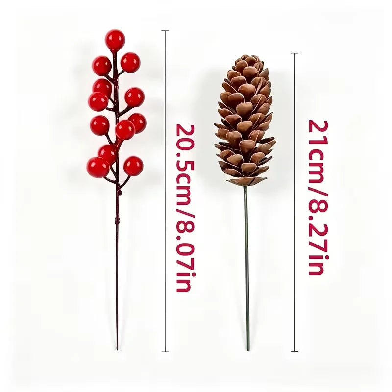 Pinecone and Red Berry Craft Picks