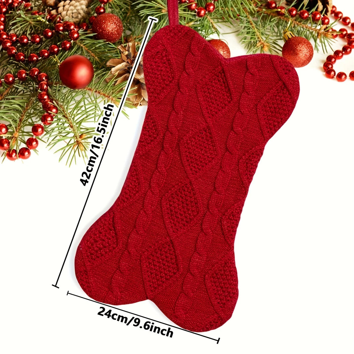 Knitted Bone Christmas Stocking for Dogs