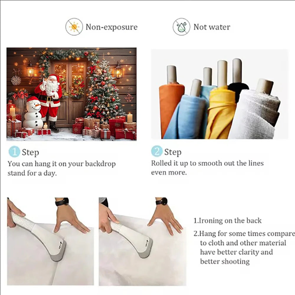 Santa & Fireplace Christmas Photo Backdrop