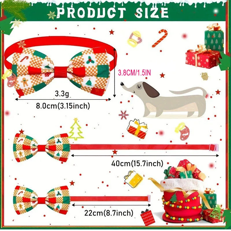 Mixed Christmas Dog Bow Ties — Pack of 10