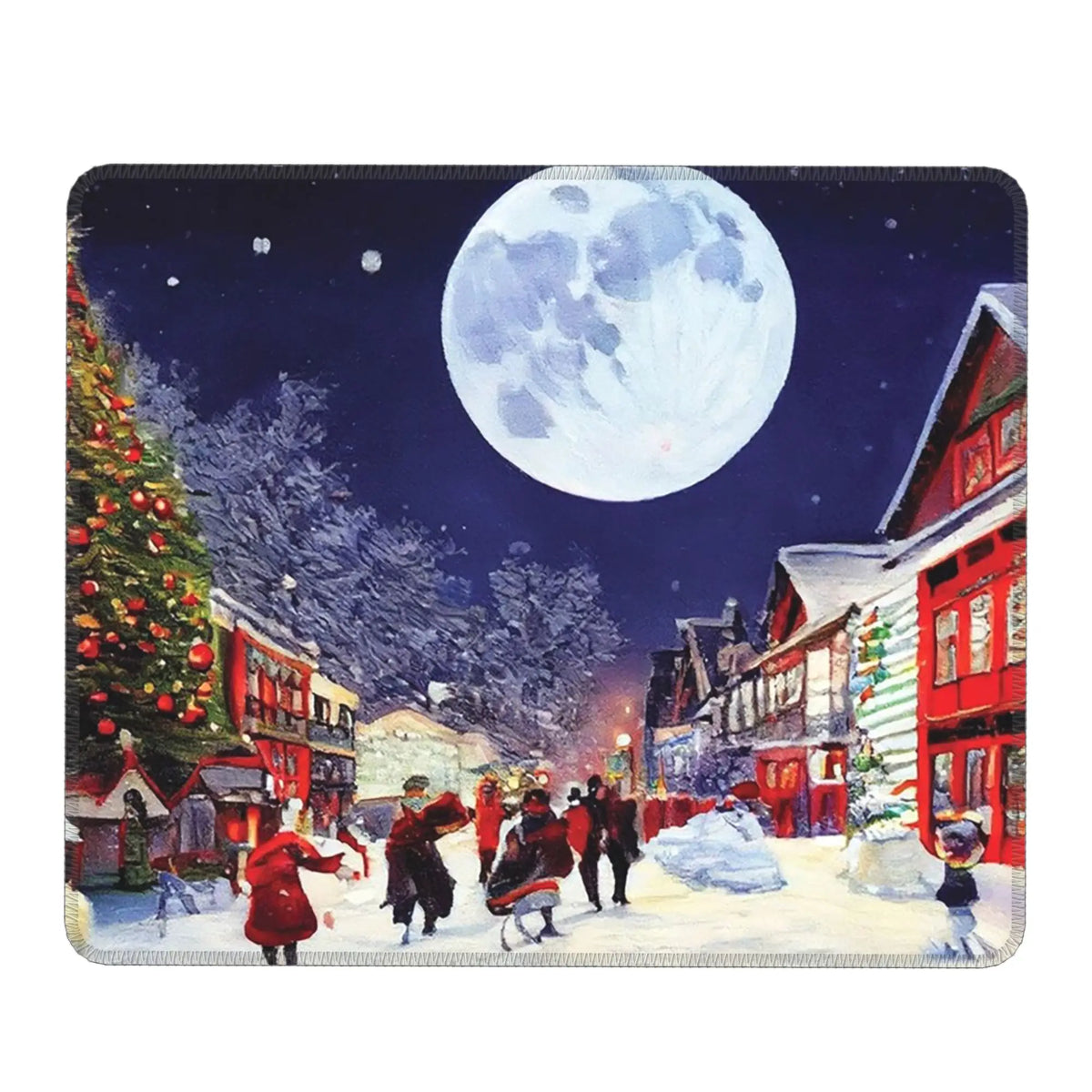 Moonlit Christmas Village Mouse Pad