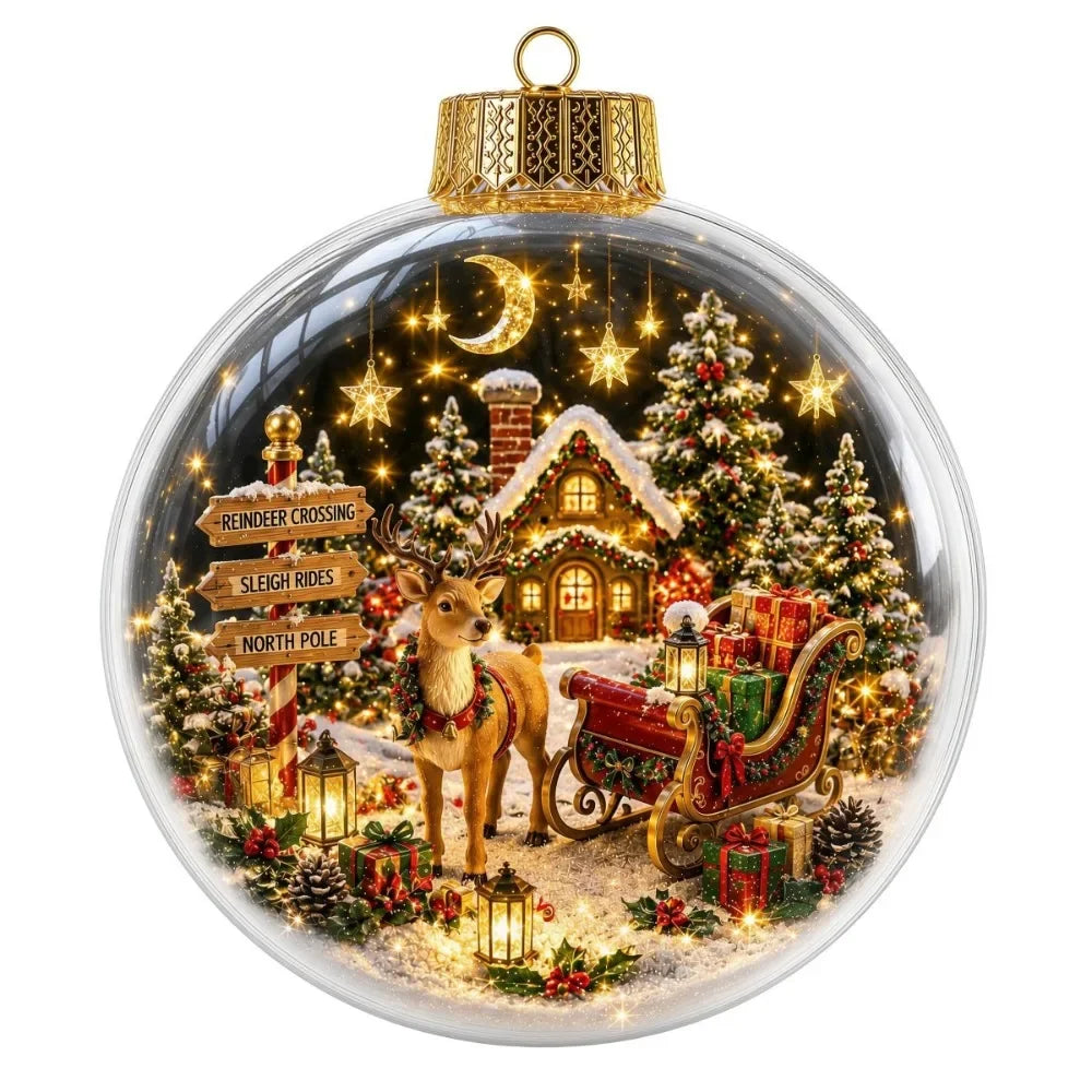 Clear Christmas Scene Ball Ornament