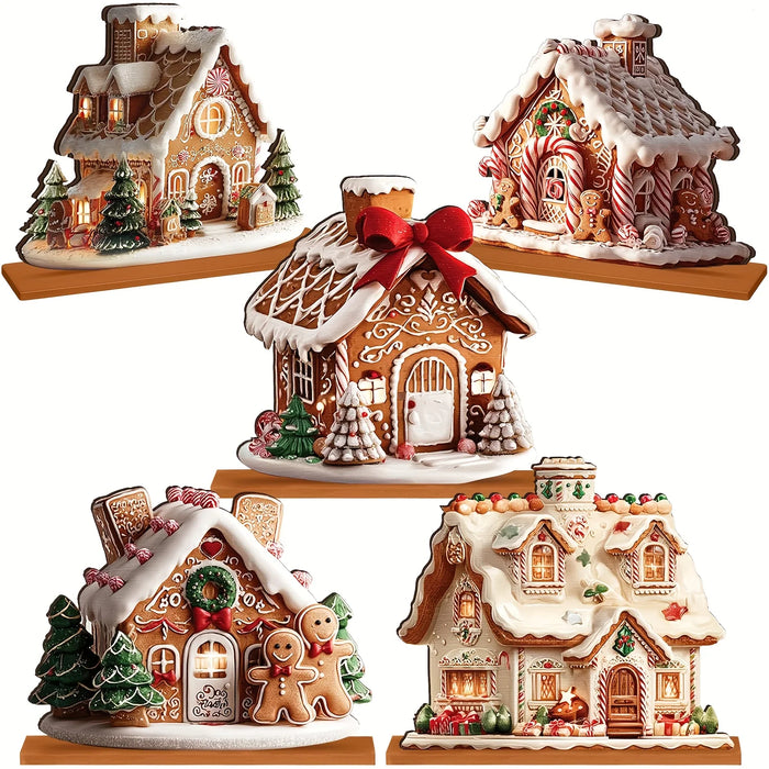Gingerbread House Tabletop Decorations — Set of 5