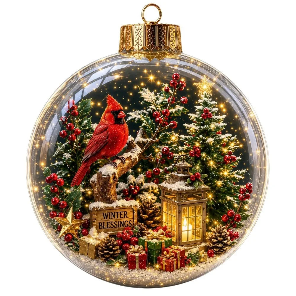 Clear Christmas Scene Ball Ornament