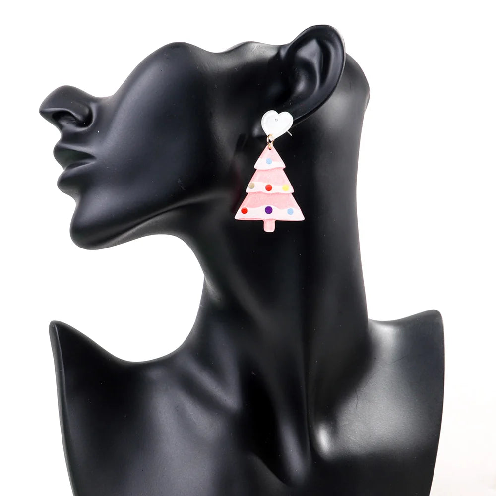 Glitter Acrylic Christmas Tree Earrings