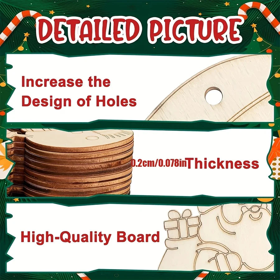 Wooden Christmas Ornaments — Set of 40