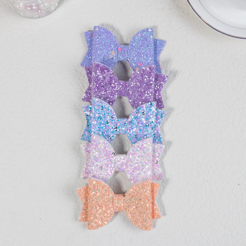 Sparkling Bow Hair Clips — Set of 5